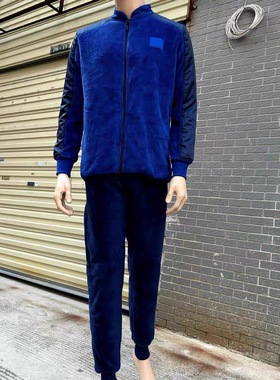 火焰蓝色绒衣裤套装防寒巡逻冬季男士抓绒保暖加厚抗静电内穿衣裤