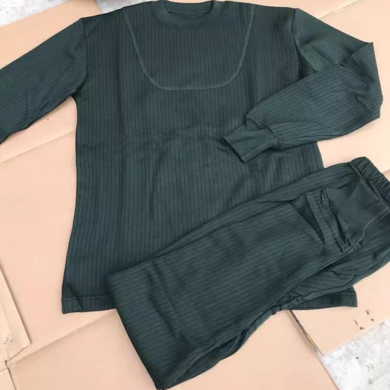 绿色寒区保暖内衣裤套装冬季加厚男女莫代尔棉长袖秋打底衫