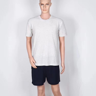 依翎厂短袖长航服套装家居运动速干透气吸汗男夏棉麻T恤短裤