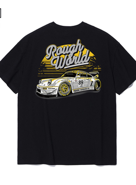 RWB短袖保时捷911苹果涂装JDM改装车文化衫半袖纯棉潮流宽松t恤男