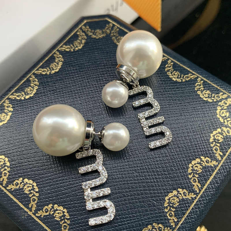 英文字母耳环双面前后两戴s925银针法式气质小红书ins网红耳饰