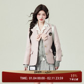 外套女表参大学院风2026四季 花铃太太原创正版 jk西装 粉色显瘦制服