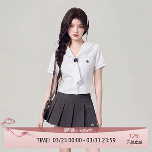 毕业季 花铃太太jk制服名古女高水手领短袖 新款 女夏季 校服上衣 衬衫