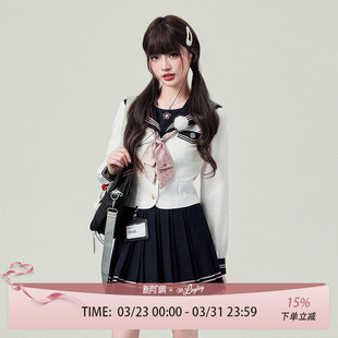 花铃太太制服jk原创日系大正寺樱长袖 水手服校供感2026年收腰上衣