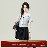 女夏毕业季 花铃太太jk制服名古女高水手领蓝色短袖 衬衫 校供感上衣
