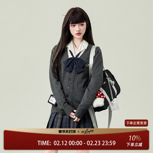 花铃太太原创jk学院风毛衣针织开衫外套2026年四季长袖上衣女薄款