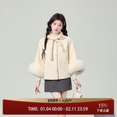 花铃太太2026冬款 jk学院风毛茸茸斗篷上衣外套甜美女生高级感大衣