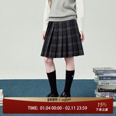 花铃太太jk长裙渊黑色小格子裙女学院风百褶高腰校供感半身裙套装