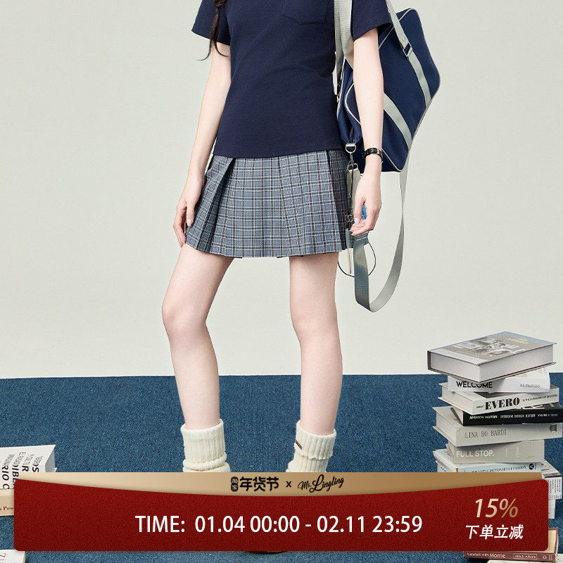 花铃太太踏浪日系原创jk格裙学院风百褶裙半身裙春季小个子穿搭,女装/女士精品,半身裙,淘宝优惠券,粉丝福利购,淘宝优惠卷
