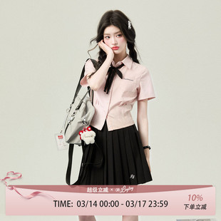 花铃太太夏季新款学院风jk制服学姐衬衫上衣短袖衬衣女毕业季小众