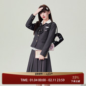 花铃太太jk制服格雷系西装 外套女高智感学院风深灰色校供感西服