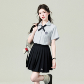 高中学生学院风短袖 花铃太太原创jk制服泷南私立蓝色衬衫 女生套装