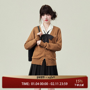 花铃太太原创jk学院风女款毛衣开衫外套2026年春季宽松慵懒高级感