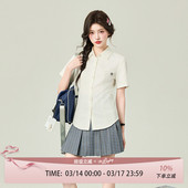 新款 花铃太太长款 学院风衬衣女夏季 收腰衬衫 jk白色小个子少女 短袖