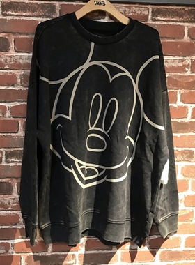 Vans 春秋季黑灰色做旧百搭舒适男女同款休闲圆领卫衣Vn000hd2blk