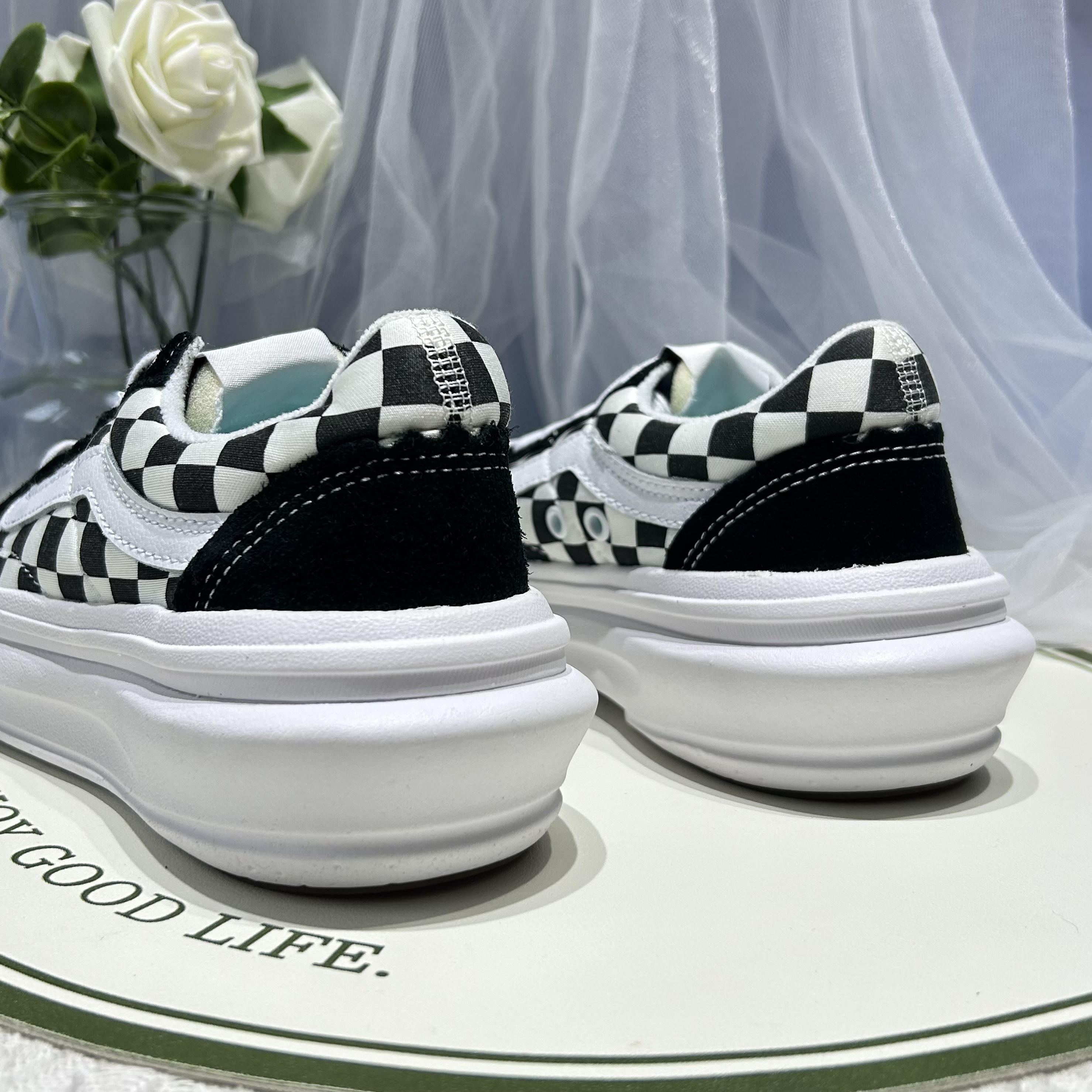Vans Old Skool超轻厚底增高黑白棋盘格男女同款板鞋VN0A7Q5E95Y