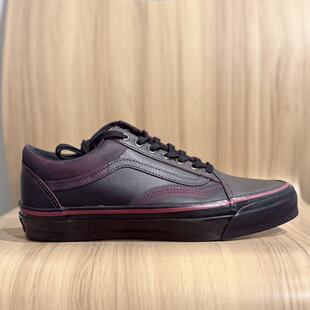 Vans 春秋时尚百搭防滑耐磨复古黑红皮质低帮滑板鞋VN000EDAKRK