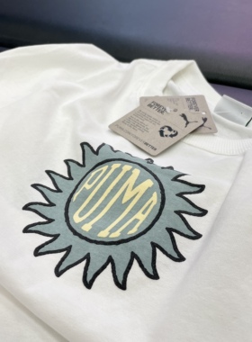 Puma/彪马 男女同款短袖新款印花纯白运动透气休闲T恤 535400 02