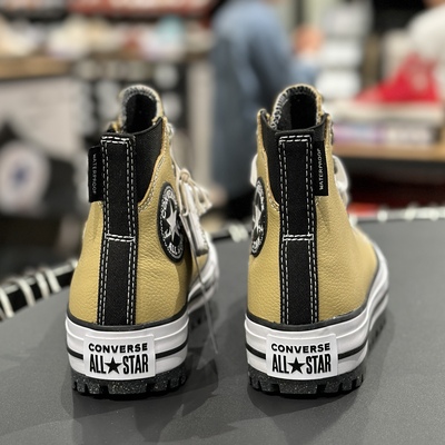 匡威Converse高帮加绒All Star姜黄色牛皮革休闲运动板鞋A04482C