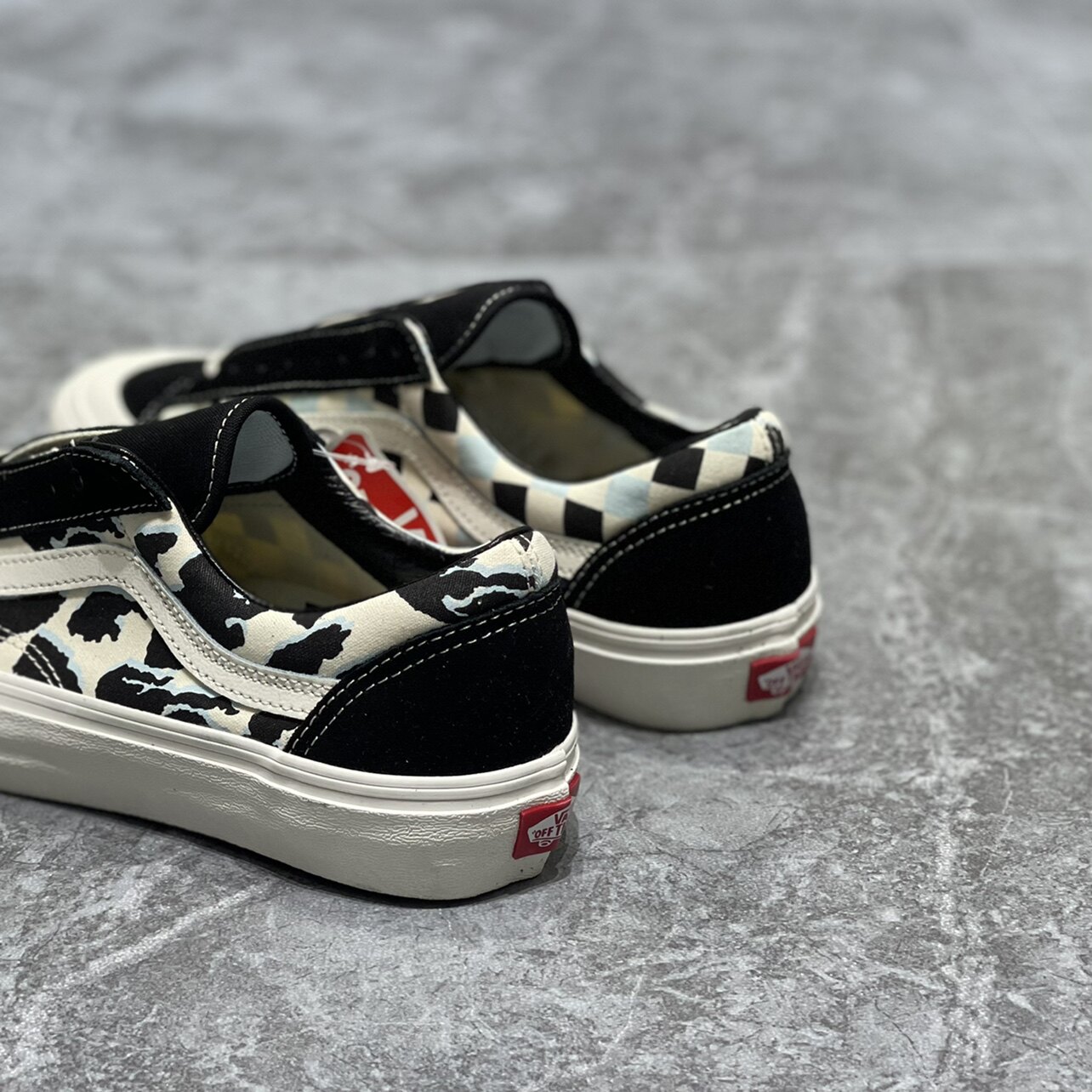 vans范斯style36 sf黑白奶牛纹印花棋盘格男女帆布鞋vn0a3zcjc80