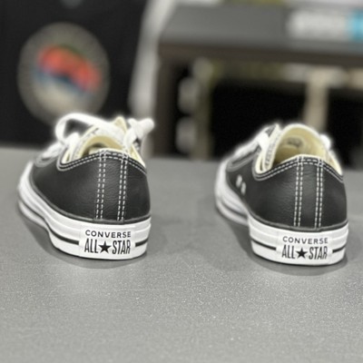 converse匡威 女鞋经典款黑色牛皮面系带耐磨低帮帆布鞋132174c