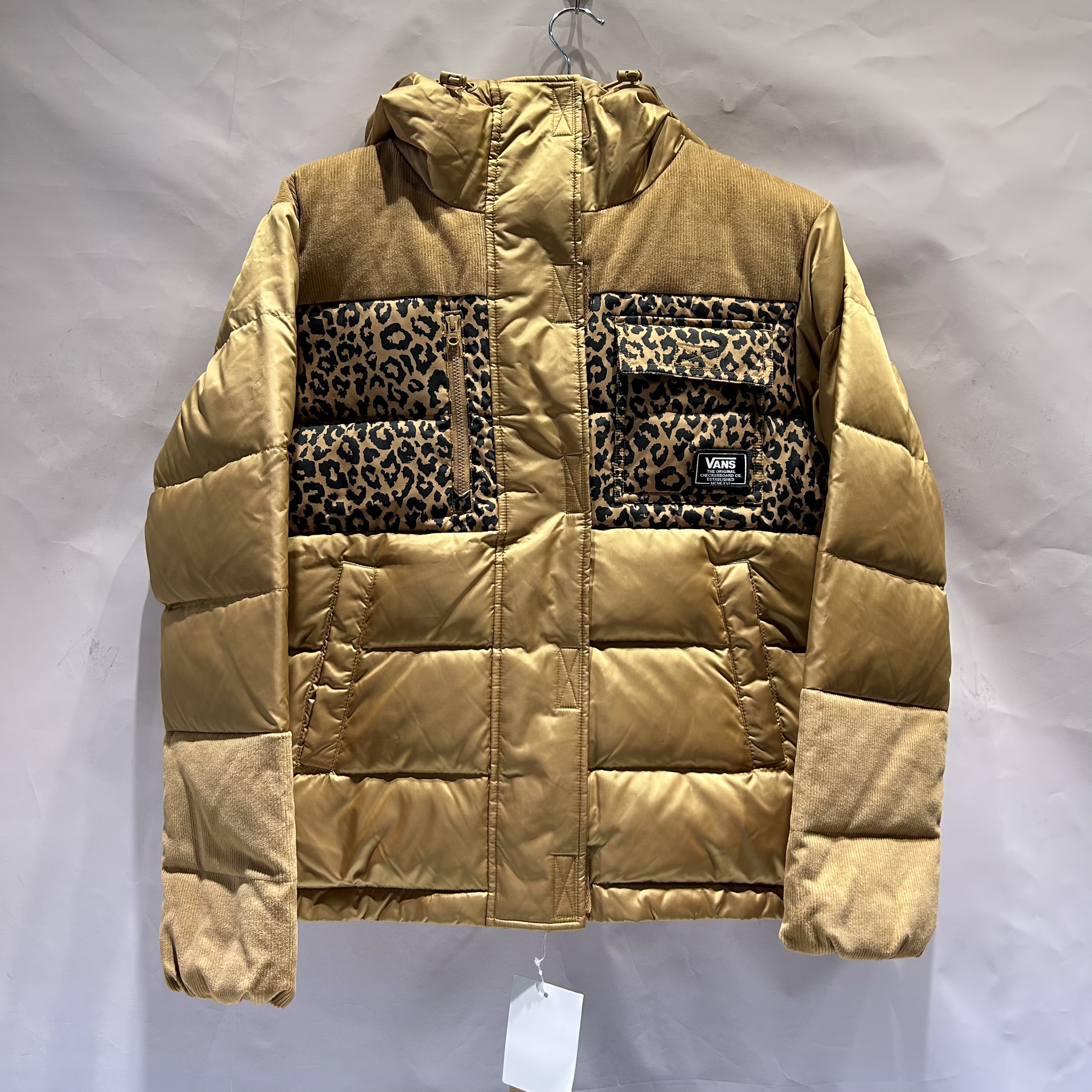 Vans 冬季保暖潮酷豹纹拼接男女同款南瓜色夹克羽绒服VN0A5F6NGWT