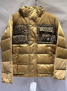 Vans 冬季保暖潮酷豹纹拼接男女同款南瓜色夹克羽绒服VN0A5F6NGWT