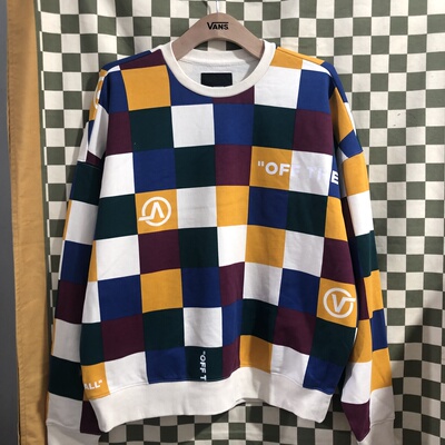 vans 春秋季彩色格子百搭舒适男女同款休闲圆领卫衣vn0a5h7gytf