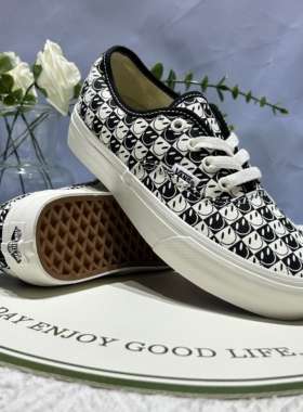 Vans AuthenticVr3可爱满印笑脸男女同款低帮帆布板鞋VN000BVWKIG
