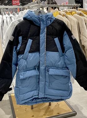 Adidas阿迪达斯三叶草男子羽绒服宽松运动保暖拼色抽绳收腰HL6745