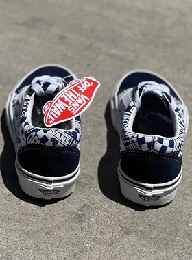 VANS蓝色字母印花OLD SKOOL满印低帮男女帆布鞋板鞋子VN0A3WKT4QA