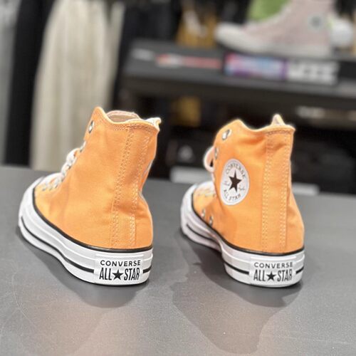 CONVERSE匡威新款All Star亮橘色女子高帮休闲透气帆布鞋 A04392C