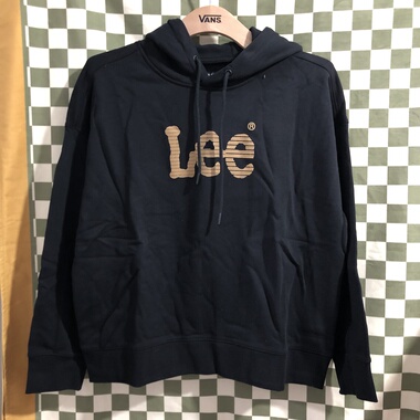 LEE 春秋季黑色字母百搭舒适男女同款休闲运动连帽卫衣LWT001281