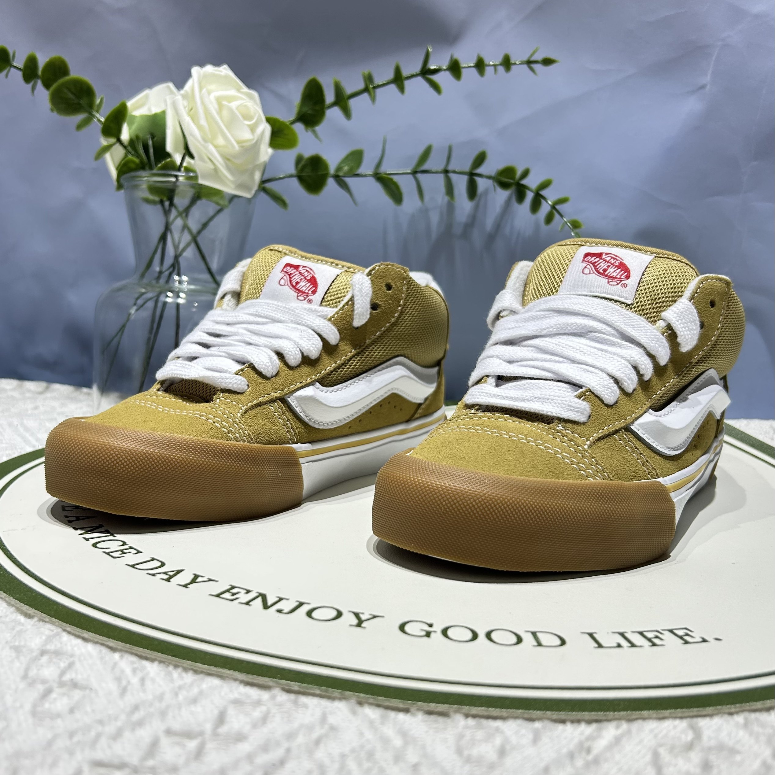 Vans Knu Mid简约时尚百搭姜黄色男女同款中帮板鞋子VN000CQ95SM