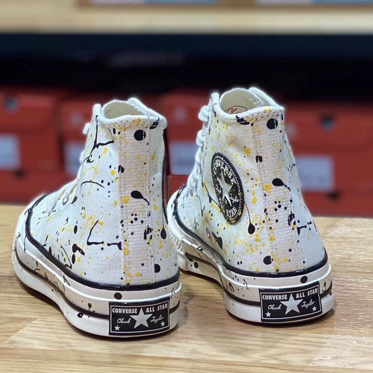 CONVERSE匡威1970S白色泼墨女款高帮情侣潮流帆布板鞋子A01170c