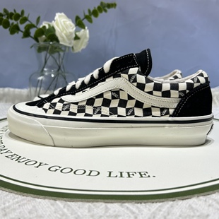 帆布板鞋 Skool满印logo黑白棋盘格男女同款 VN000MT6BPQ Old Vans
