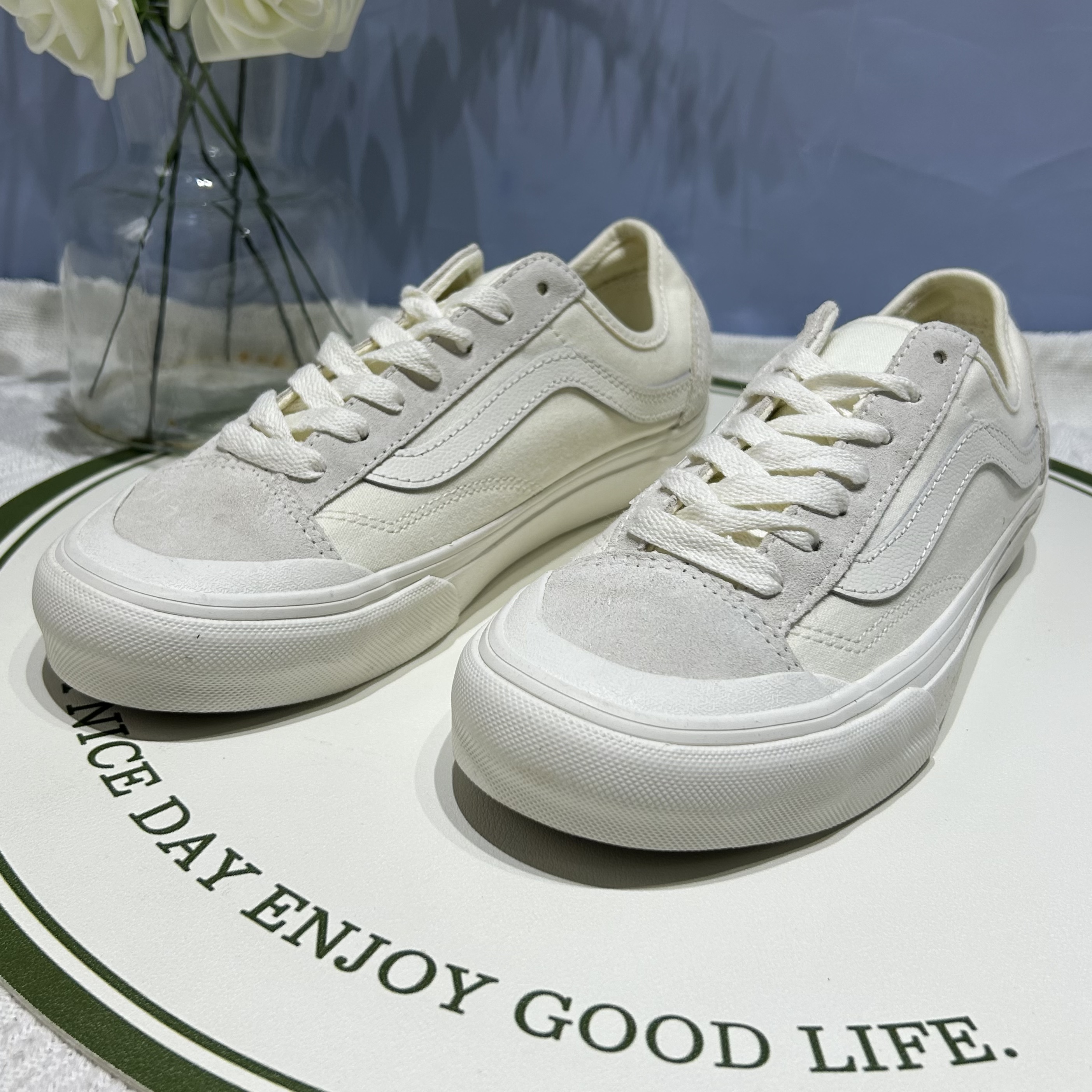 Vans Style136 Vr3米白复古头可拆卸鞋垫男女同款板鞋VN0A4BX9QC5