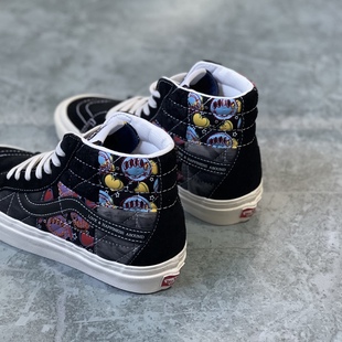 VN0A54FBA5J 帆布板鞋 VANSSK8 HI安纳海姆黑彩色刺绣高帮男女同款