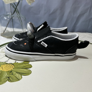 Vans 黑色可爱小恐龙软皮质舒适百搭一脚蹬儿童板鞋VN0A4UWD6BT