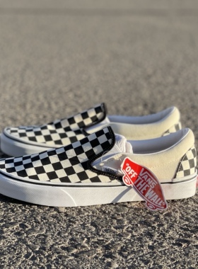 VANS范斯 Slip On 男女黑白棋盘格一脚蹬懒人鞋帆布鞋VN000EYEBWW
