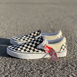 VANS范斯 Slip On 男女黑白棋盘格一脚蹬懒人鞋帆布鞋VN000EYEBWW