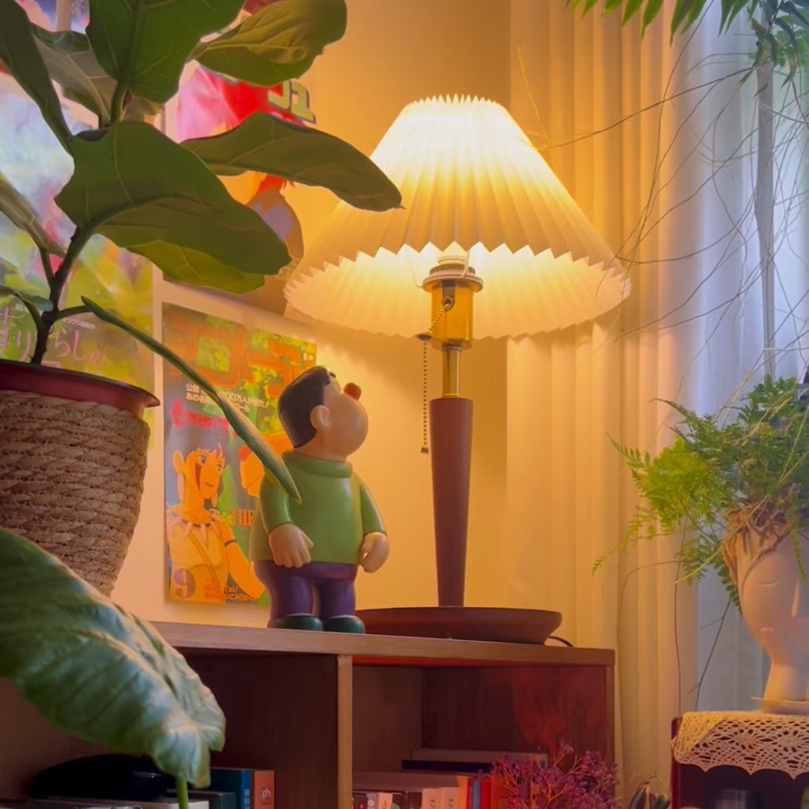 复古实木百褶台灯～拉绳款，3色光，50厘米高,家装灯饰光源,装饰台灯,淘宝优惠券,粉丝福利购,淘宝优惠卷