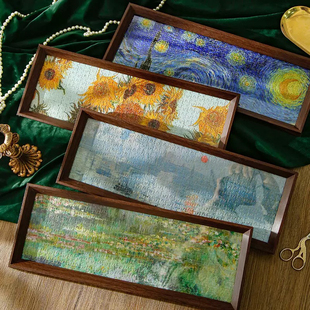 福利～梵高/莫奈油画感夜光拼图摆台（需要自己拼），42.5×15