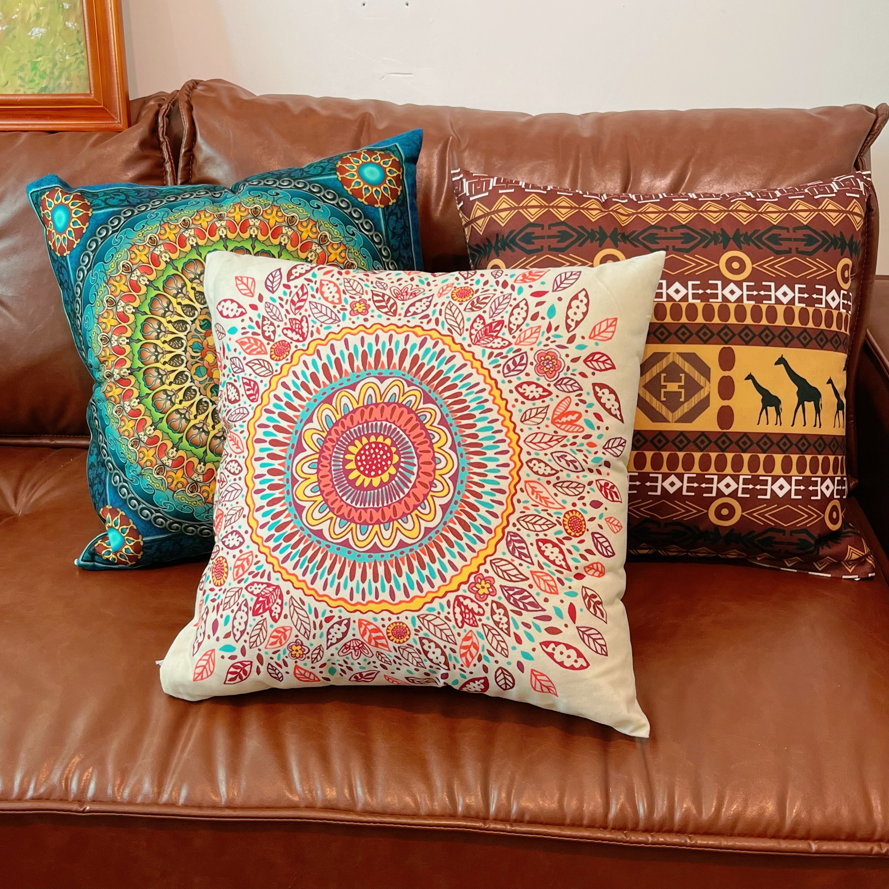 民族风异域风情舒适亲肤抱枕 三款不同图案可换洗 枕套加枕芯