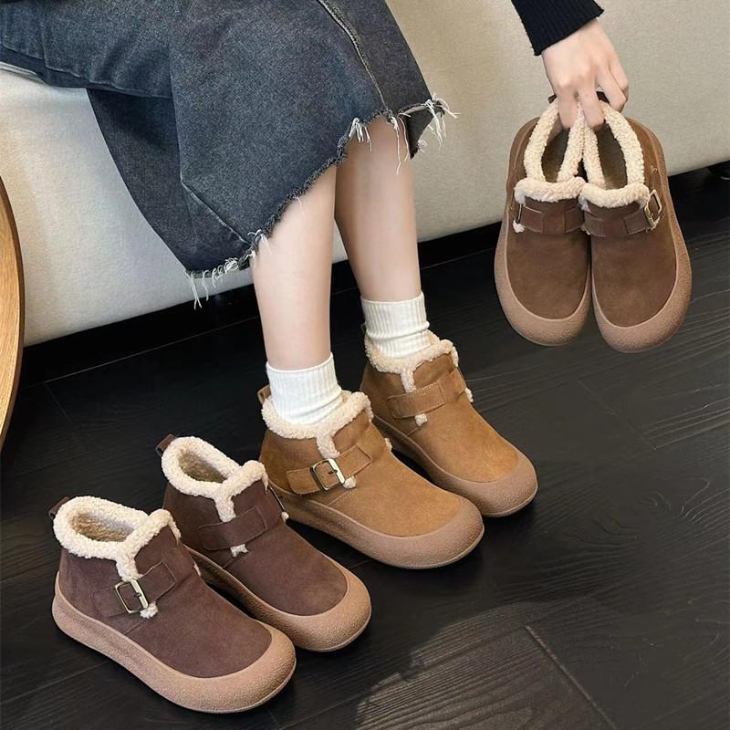复古勃肯高帮宽松羊羔毛女棉鞋