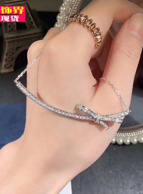 小众18k白金色ins微笑丝带蝴蝶结