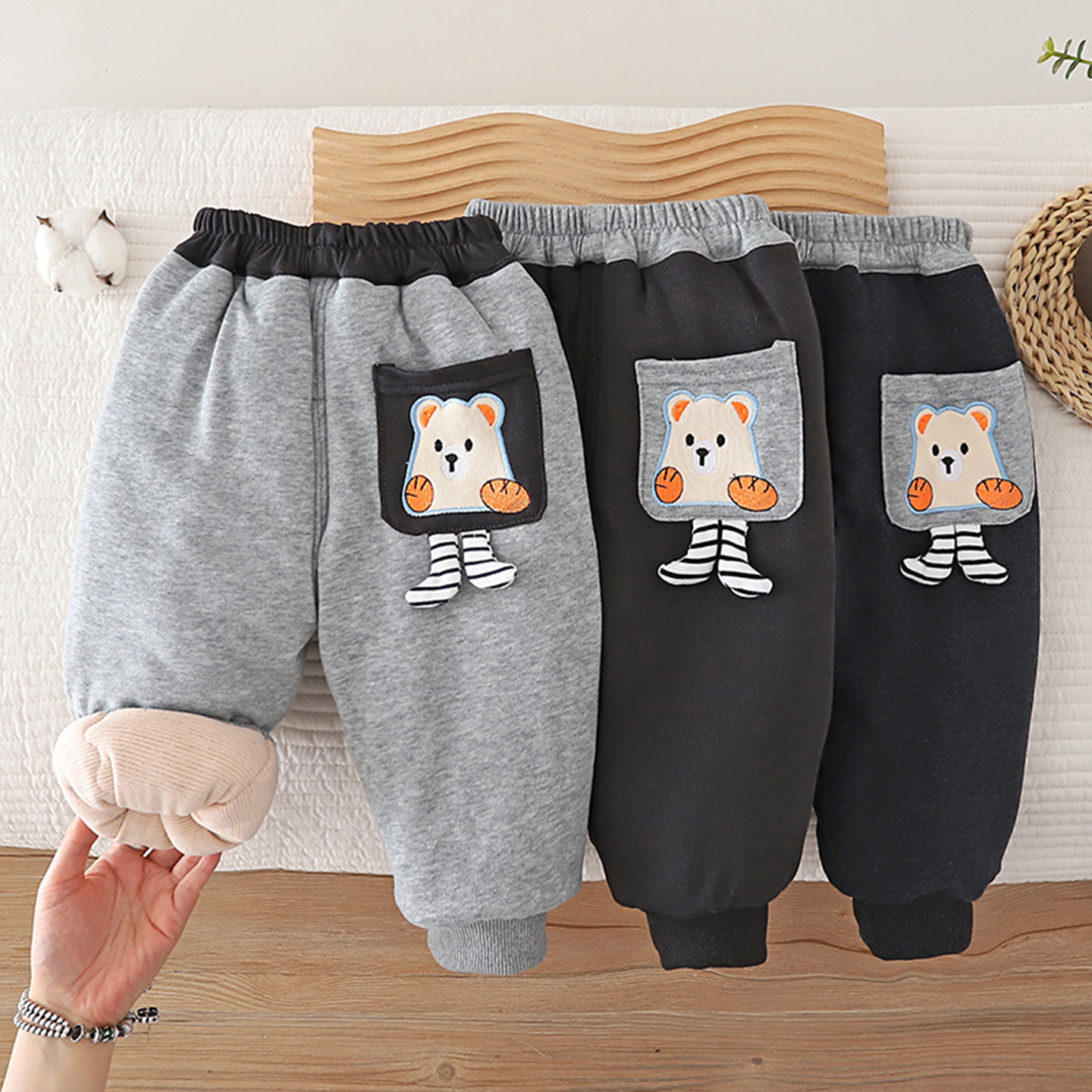 儿童冬款羊绒桑蚕丝加厚棉裤