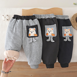 外穿加厚童装 婴儿长裤 男童裤 休闲裤 子宝宝冬装 羊绒桑蚕丝儿童棉裤