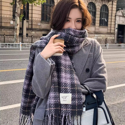 冬季欧美风女仿羊绒围巾