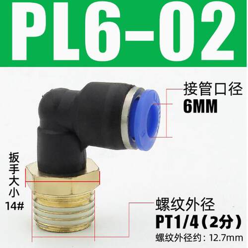 气动接头PL8-02快速插直角